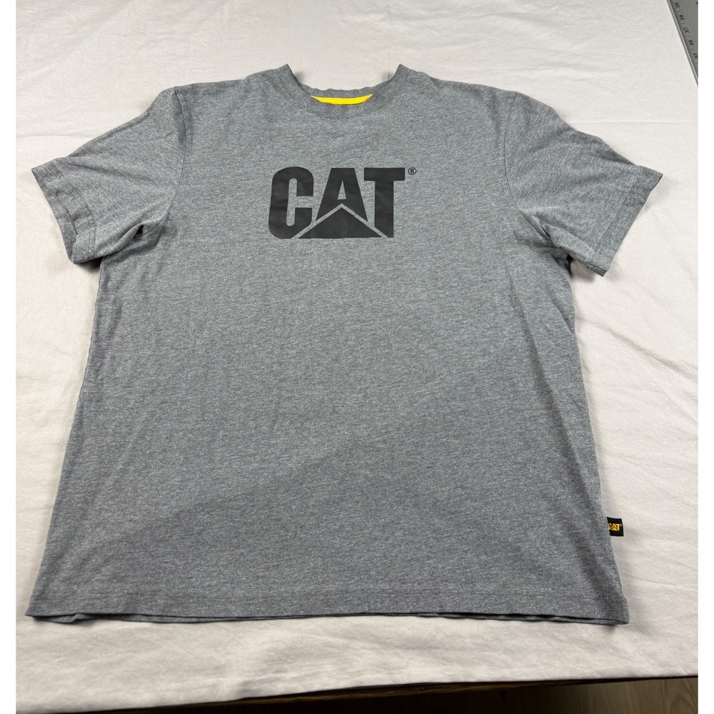 Caterpillar CAT Mens Logo T-Shirt Heather Gray Short Sleeve Workwear Tee Large